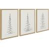 imageKate and Laurel Sylvie Minimalist Evergreen Trees Framed Linen Canvas Wall Art Set by The Creative Bunch Studio 3 Piece 18x24 Natural Decorative Modern Nature Art for Wall