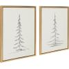 imageKate and Laurel Sylvie Minimalist Evergreen Trees Framed Linen Textured Canvas Wall Art by The Creative Bunch Studio Set of 2 18x24 Natural Modern Nature Art for WallGold
