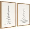 imageKate and Laurel Sylvie Minimalist Evergreen Trees Framed Linen Textured Canvas Wall Art by The Creative Bunch Studio Set of 2 18x24 Natural Modern Nature Art for WallNatural