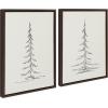 imageKate and Laurel Sylvie Minimalist Evergreen Trees Framed Linen Textured Canvas Wall Art by The Creative Bunch Studio Set of 2 18x24 Natural Modern Nature Art for WallBrown