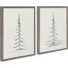 imageKate and Laurel Sylvie Minimalist Evergreen Trees Framed Linen Textured Canvas Wall Art by The Creative Bunch Studio Set of 2 18x24 Natural Modern Nature Art for WallGray