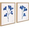 imageKate and Laurel Sylvie Navy Ginkgo and Navy Ginkgo Trio Framed Canvas Wall Art Set by Cat Coquillette 2 Piece 18x24 Natural Minimalist Flower Art Set for WallNatural