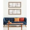 imageKate and Laurel Sylvie Neutral Abstract Aztec Shapes Panel Framed Canvas Wall Art by The Creative Bunch Studio 18x40 NaturalNatural