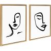 imageKate and Laurel Sylvie Woman Face Art and Face Line Print Framed Canvas Wall Art by Viola Kreczmer 2 Piece 18x24 Gold Bold Abstract Art for Wall