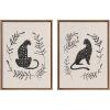 imageKate and Laurel Sylvie Beaded Jungle Black Neutral Linen Bright and Jungle Black 2 Neutral Linen Bright Vintage Framed Canvas Wall Art Set by Alexander Ginzburg 2 Piece Set 18x24 Gold Animal Art Set