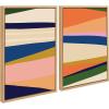 imageKate and Laurel Sylvie Boho Max 1 and 2 Framed Canvas Wall Art Set by The Creative Bunch Studio 2 Piece Set 18x24 Natural Modern Abstract Colorful Wall Art Set