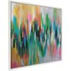 imageKate and Laurel Sylvie Brushstroke 155 Framed Metallic Canvas Wall Art by Jessi Raulet of Ettavee 30x30 Bright Gold Bright Colorful Modern Abstract Wall DcorWhite