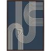 imageKate and Laurel Sylvie Lines in Blue Framed Canvas Wall Art by Apricot and Birch 28x38 Walnut Brown Chic MidCentury Art for WallBrown