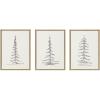 imageKate and Laurel Sylvie Minimalist Evergreen Trees Framed Linen Canvas Wall Art Set by The Creative Bunch Studio 3 Piece 18x24 Natural Decorative Modern Nature Art for Wall