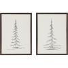 imageKate and Laurel Sylvie Minimalist Evergreen Trees Framed Linen Textured Canvas Wall Art by The Creative Bunch Studio Set of 2 18x24 Natural Modern Nature Art for WallBrown