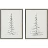 imageKate and Laurel Sylvie Minimalist Evergreen Trees Framed Linen Textured Canvas Wall Art by The Creative Bunch Studio Set of 2 18x24 Natural Modern Nature Art for WallGray
