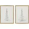 imageKate and Laurel Sylvie Minimalist Evergreen Trees Framed Linen Textured Canvas Wall Art by The Creative Bunch Studio Set of 2 18x24 Natural Modern Nature Art for WallGold