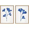 imageKate and Laurel Sylvie Navy Ginkgo and Navy Ginkgo Trio Framed Canvas Wall Art Set by Cat Coquillette 2 Piece 18x24 Natural Minimalist Flower Art Set for WallNatural