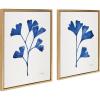 imageKate and Laurel Sylvie Navy Ginkgo and Navy Ginkgo Trio Framed Canvas Wall Art Set by Cat Coquillette 2 Piece 18x24 Natural Minimalist Flower Art Set for WallGold