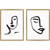 imageKate and Laurel Sylvie Woman Face Art and Face Line Print Framed Canvas Wall Art by Viola Kreczmer 2 Piece 18x24 Gold Bold Abstract Art for Wall