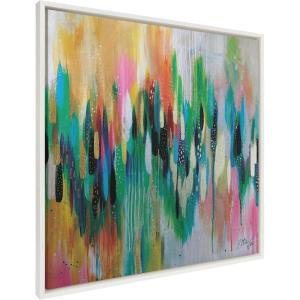 imageKate and Laurel Sylvie Brushstroke 155 Framed Metallic Canvas Wall Art by Jessi Raulet of Ettavee 30x30 Bright Gold Bright Colorful Modern Abstract Wall DcorWhite