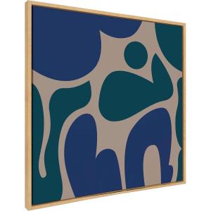 imageKate and Laurel Sylvie Groovy Happy Abstract Blue and Green Framed Canvas Wall Art by The Creative Bunch Studio 30x30 Natural Contemporary Shapes Art for Wall