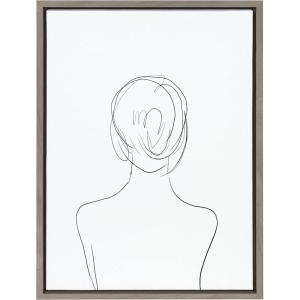 imageKate and Laurel Sylvie Minimalist Woman Framed Canvas Wall Art by Teju Reval 18x24 GoldGray
