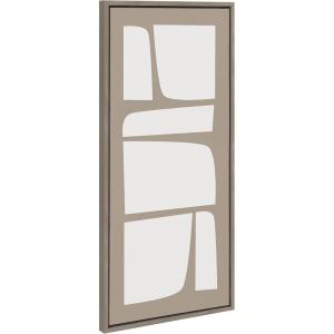 imageKate and Laurel Sylvie Neutral Abstract Aztec Shapes Panel Framed Canvas Wall Art by The Creative Bunch Studio 18x40 Gray Muted Shaped Art for Wall