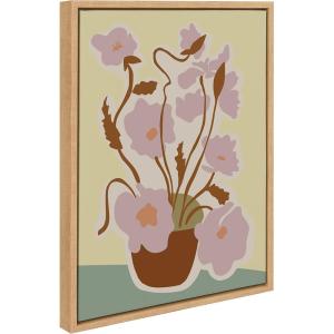 imageKate and Laurel Sylvie Neutral Abstract Aztec Shapes Panel Framed Canvas Wall Art by The Creative Bunch Studio 18x40 NaturalNatural