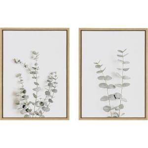 imageKate and Laurel Sylvie Neutral Botanical Print No 3 and 4 Framed Canvas Wall Art Set by The Creative Bunch Studio Set of 2 18x24 Natural Decorative Botanical Art for WallNatural