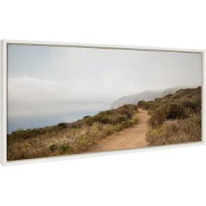 imageKate and Laurel Sylvie Wild Coast No 4 Framed Canvas Wall Art by Crystal Lynn Collins 40x18 White Coastal Beach Photography Art for Wall