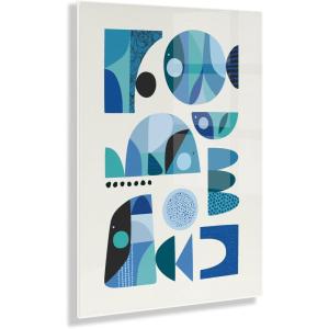 imageKate and Laurel x Rachel Lee Collaboration Mid Century Fish Blue Floating Acrylic Art 23x31 Vibrant Coastal Abstract Art for Wall