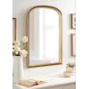 imageKate and Laurel Hatherleigh Modern Arched Wooden Wall Mirror 34 x 28 Rustic Brown Decorative Wood Basket Arch Mirror for Use as Vanity Bathroom Accent or Living Room Mantel DecorGold