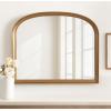 imageKate and Laurel Hatherleigh Modern Arched Wooden Wall Mirror 34 x 28 Rustic Brown Decorative Wood Basket Arch Mirror for Use as Vanity Bathroom Accent or Living Room Mantel DecorGold