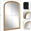 imageKate and Laurel Hatherleigh Modern Arched Wooden Wall Mirror 34 x 28 Rustic Brown Decorative Wood Basket Arch Mirror for Use as Vanity Bathroom Accent or Living Room Mantel DecorGold