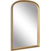 imageKate and Laurel Hatherleigh Modern Arched Wooden Wall Mirror 34 x 28 Rustic Brown Decorative Wood Basket Arch Mirror for Use as Vanity Bathroom Accent or Living Room Mantel DecorGold