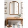 imageKate and Laurel Hatherleigh Modern Arched Wooden Wall Mirror 34 x 28 Rustic Brown Decorative Wood Basket Arch Mirror for Use as Vanity Bathroom Accent or Living Room Mantel DecorRustic Brown