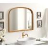 imageKate and Laurel Hatherleigh Modern Arched Wooden Wall Mirror 34 x 28 Rustic Brown Decorative Wood Basket Arch Mirror for Use as Vanity Bathroom Accent or Living Room Mantel DecorGold