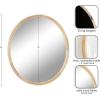 imageKate and Laurel Hatherleigh Modern MidCentury Round Wooden Wall Mirror 30 Inch Diameter Walnut Brown Decorative Wood Circle Wall Accent for Use as Bathroom Mirror for Over SinkNatural
