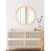 imageKate and Laurel Hatherleigh Modern MidCentury Round Wooden Wall Mirror 30 Inch Diameter Walnut Brown Decorative Wood Circle Wall Accent for Use as Bathroom Mirror for Over SinkNatural