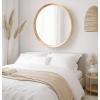 imageKate and Laurel Hatherleigh Modern MidCentury Round Wooden Wall Mirror 30 Inch Diameter Walnut Brown Decorative Wood Circle Wall Accent for Use as Bathroom Mirror for Over SinkNatural