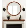 imageKate and Laurel Hatherleigh Modern MidCentury Round Wooden Wall Mirror 30 Inch Diameter Walnut Brown Decorative Wood Circle Wall Accent for Use as Bathroom Mirror for Over SinkWalnut Brown