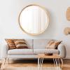 imageKate and Laurel Hatherleigh Modern MidCentury Round Wooden Wall Mirror 30 Inch Diameter Walnut Brown Decorative Wood Circle Wall Accent for Use as Bathroom Mirror for Over SinkNatural