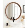 imageKate and Laurel Hatherleigh Modern MidCentury Round Wooden Wall Mirror 30 Inch Diameter Walnut Brown Decorative Wood Circle Wall Accent for Use as Bathroom Mirror for Over SinkRustic Brown