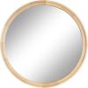 imageKate and Laurel Hatherleigh Modern MidCentury Round Wooden Wall Mirror 30 Inch Diameter Walnut Brown Decorative Wood Circle Wall Accent for Use as Bathroom Mirror for Over SinkNatural