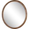 imageKate and Laurel Hatherleigh Modern MidCentury Round Wooden Wall Mirror 30 Inch Diameter Walnut Brown Decorative Wood Circle Wall Accent for Use as Bathroom Mirror for Over SinkRustic Brown