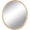 imageKate and Laurel Hatherleigh Modern MidCentury Round Wooden Wall Mirror 30 Inch Diameter Walnut Brown Decorative Wood Circle Wall Accent for Use as Bathroom Mirror for Over SinkNatural