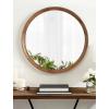 imageKate and Laurel Hatherleigh Modern MidCentury Round Wooden Wall Mirror 30 Inch Diameter Walnut Brown Decorative Wood Circle Wall Accent for Use as Bathroom Mirror for Over SinkRustic Brown