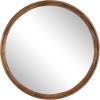 imageKate and Laurel Hatherleigh Modern MidCentury Round Wooden Wall Mirror 30 Inch Diameter Walnut Brown Decorative Wood Circle Wall Accent for Use as Bathroom Mirror for Over SinkRustic Brown