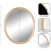 imageKate and Laurel Hatherleigh Modern MidCentury Round Wooden Wall Mirror 30 Inch Diameter Walnut Brown Decorative Wood Circle Wall Accent for Use as Bathroom Mirror for Over SinkNatural
