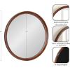 imageKate and Laurel Hatherleigh Modern MidCentury Round Wooden Wall Mirror 30 Inch Diameter Walnut Brown Decorative Wood Circle Wall Accent for Use as Bathroom Mirror for Over SinkWalnut Brown
