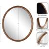 imageKate and Laurel Hatherleigh Modern MidCentury Round Wooden Wall Mirror 30 Inch Diameter Walnut Brown Decorative Wood Circle Wall Accent for Use as Bathroom Mirror for Over SinkRustic Brown