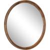 imageKate and Laurel Hatherleigh Modern MidCentury Round Wooden Wall Mirror 30 Inch Diameter Walnut Brown Decorative Wood Circle Wall Accent for Use as Bathroom Mirror for Over SinkRustic Brown
