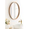 imageKate and Laurel Hatherleigh Modern MidCentury Round Wooden Wall Mirror 30 Inch Diameter Walnut Brown Decorative Wood Circle Wall Accent for Use as Bathroom Mirror for Over SinkGold