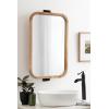 imageKate and Laurel Hogan Wood Rounded Rectangle Pivot Mirror 20 x 33 Natural Brown Wood Decorative Adjustable Round Rectangular Bathroom Pivot Mirror for Transitional Wall DcorNatural
